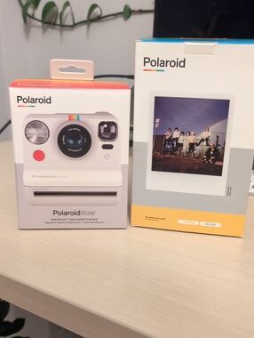 Polaroid Now Instant Camera - White with Rainbow Accent